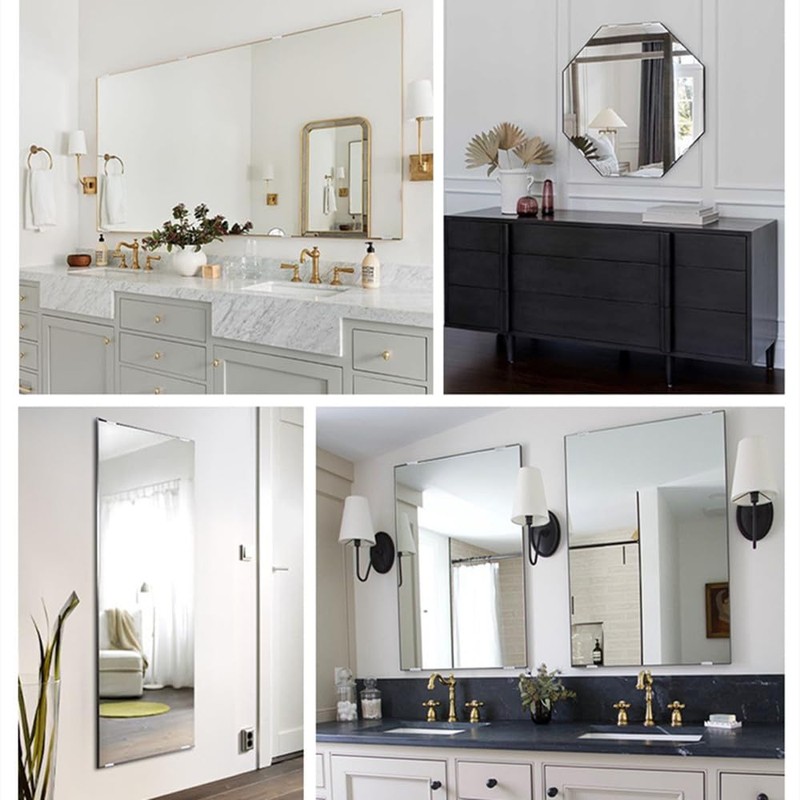 Heuskay 8 Pcs Frameless Glass Wall Mount Kit, Spring Loaded