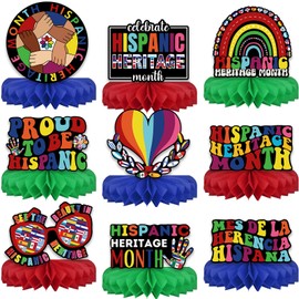 Hispanic Heritage Month Decorations Latin American 3D Double Side Toppers Paper Fans Hispanic Heritage Honeycomb Table Centerpiece National Hispanic Heritage Month Decorations for School Classroom