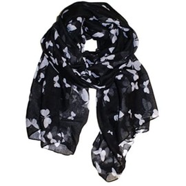 UK Seller!!! New Butterfly Print Ladies Celebrity Style Long Scarves Maxi Scarf, Stole, Wrap, Sarong, shawls. (Black/White)
