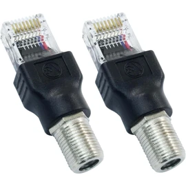 DDKCHQLT 2 Pcs RF to RJ45 Converter Adapter, F Female to RJ45 Male Converter Coaxial Coupler Coax Straight Connector for Cable Tester Monitor Digital Signal Compatible (Black)