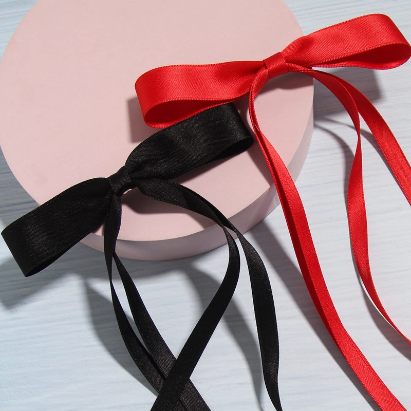 4pcs Ribbon Bowknot Hair Clips for Women with Long Tails,