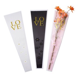 KISSITTY Mother's Day Flower Single Rose Packaging Bags Single Sleeve Wrapping Bags 100Pcs 5 Colors Clear Floral Bouquet Wrapping Paper Strong Bags for Florist Bouquet Supplies Valentine's Day