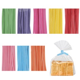 FAMULP 800 Pcs 4" Twist Ties for Plastic Bags, Mixed 8 Colors Bread Ties Twisty-Ties with Polka-Dotted