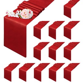 12 Pack Table Runner, 12x108in Satin Disposable Tabletop, Washable Bright Silk and Smooth Fabric, Premium Long Dresser Cover for Wedding, Decor, Home, Party, Banquet (Red)-by GIVERARE