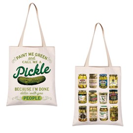 Funny Pickle Tote Bag Pickle Food Gift Pickled Food Enthusiasts Gift Pickle Canning Gift (PAINT ME GREEN tote CA)