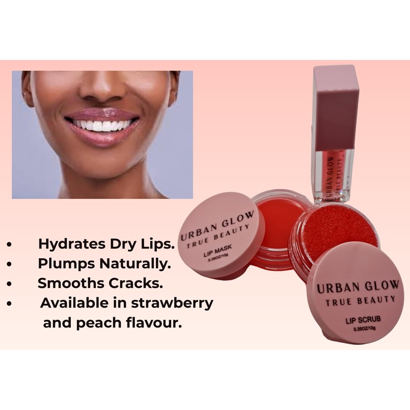 UrbanGlow 3-Piece Lip Care Set – Exfoliate, hydrate & repair