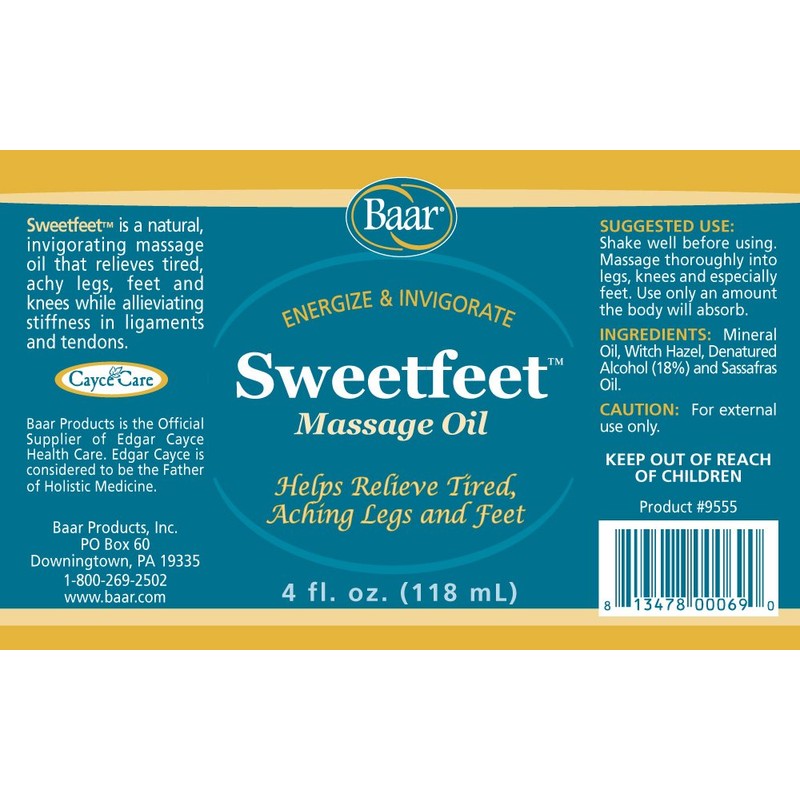Baar - Sweet Feet Massage Oil, 4 oz.