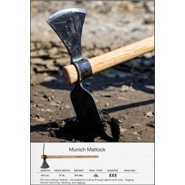 IDEALSPATEN - Made in Germany Since 1899 - Munich Mattock Professional Landscape Mattock for Cutting and Farming 6.75lb - 41.5lb (Munich)#IS420