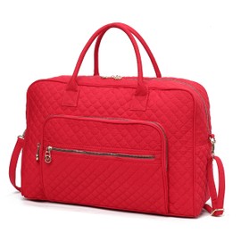 MKF Collection Travel Duffle Bag for Women, Quilted Cotton Large Fashion Weekender Carry-on Handbag Red by Mia K