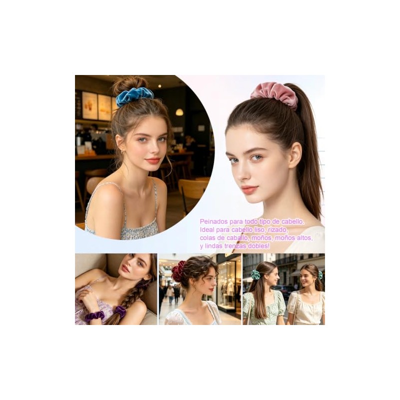 HEYMKGO 32PCS Scrunchies de Terciopelo con Ligas para Cabello para