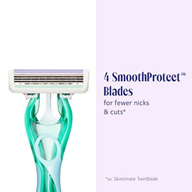 Skintimate Maquinilla de afeitar desechable de 3 cuchillas, piel sensible, 4 unidades (paquete de 3) - El embalaje puede variar
