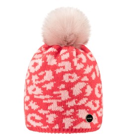 MFAZ Morefaz Ltd Winter Women Hat Ladies with Panther Worm Hats with Soft Fleece Lining Knitted (UK, Alpha, One Size, Red)
