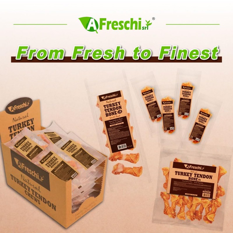 A Freschi srl Turkey Tendons for Dogs, USA-Sourced, Healthy Dog