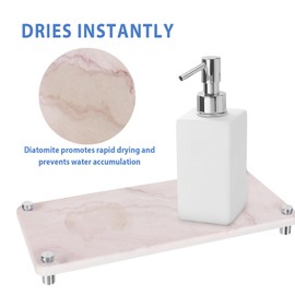 Minicoco Sink Caddy Organizer Quick Drying Stone Tray Bathroom Sink Tidy Tray Organiser Fast Drying Coaster Stone Dish Drying Mat for Kitchen Counter (Type B)