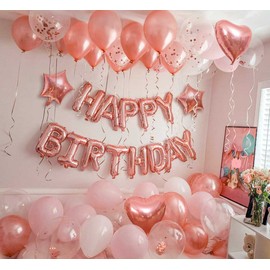 Birthday Decoration Balloons, Happy Birthday Decoration, Birthday Balloons, Birthday Balloons for Girls, Kids, Teenagers, Girls, Adults, Birthday Decorations, Fun & Fun Rose Gold Balloons Kit SS6CG