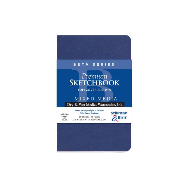 Stillman & Birn Beta Series Softcover Sketchbook, 3.5" x 5.5", 270 GSM (Extra Heavyweight), White Paper, Cold Press Surface