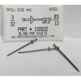 AmericanIntegratedSupply.com 3/32 BLIND RIVET DOMED HEAD .032-.125 GRIP STEEL RIVET STEEL MANDREL (1000)