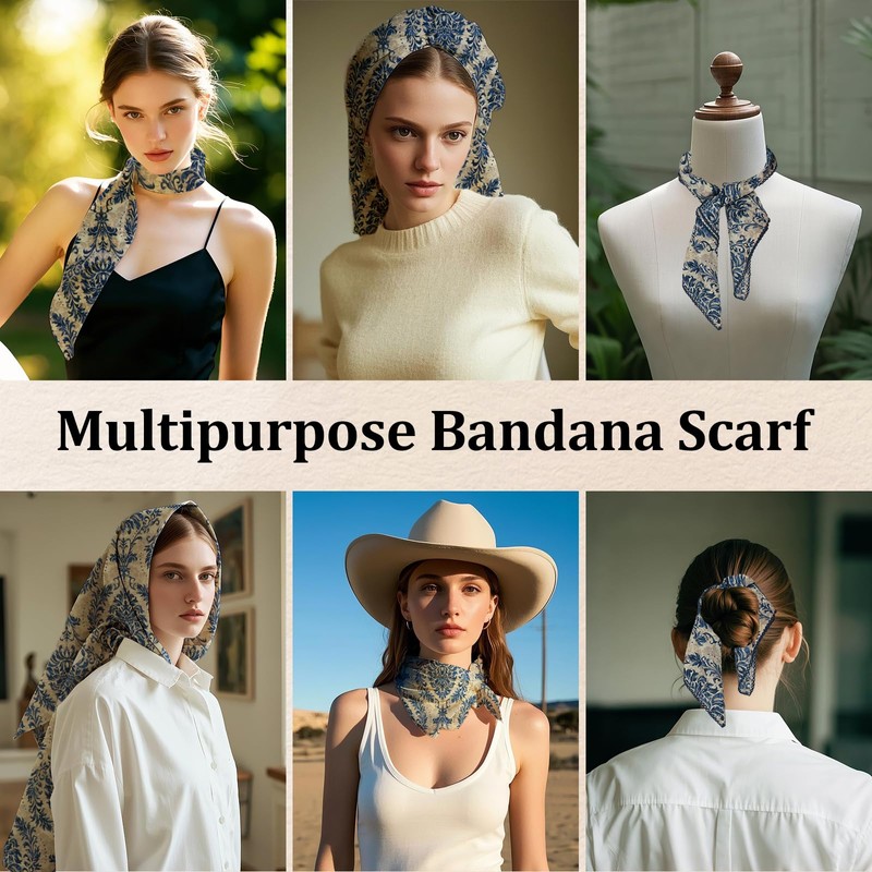 LJBFNN Cotton Bandanas for Women Girls, Hair Bandana Floral Head