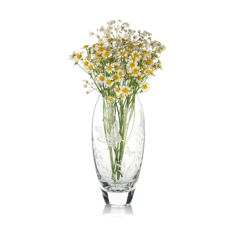 DIAMANTE Bud Vase 'Butterfly' - Small Hand Etched Crystal Vase