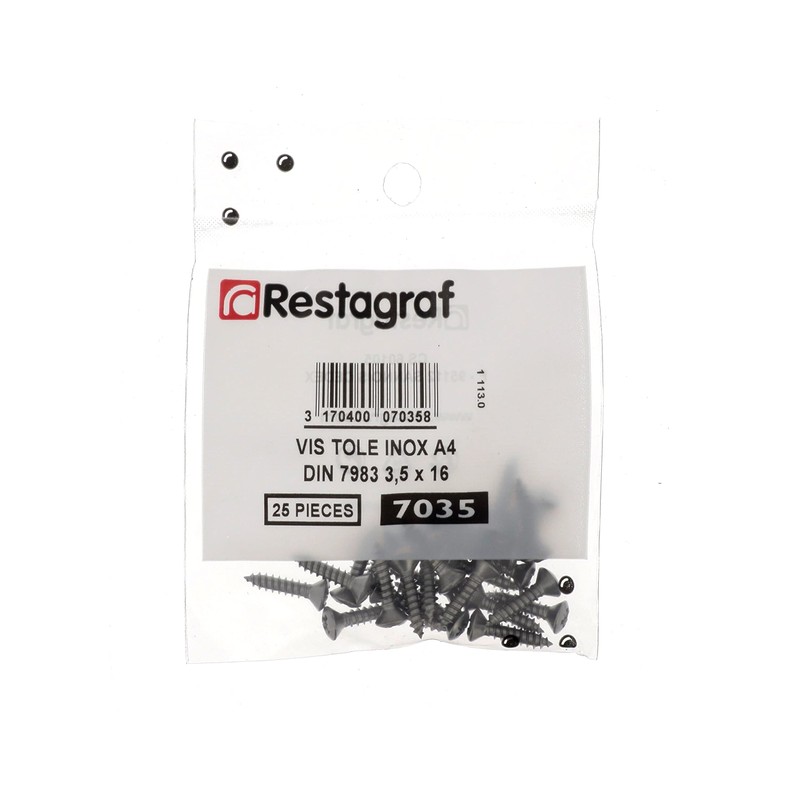 A4 Stainless Steel Countersunk Pozidrive Pan Head Screw 3.5 mm