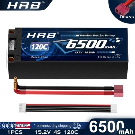HRB 15.2V 4S 6500mAh HV LiPo Battery Deans for RC Car Truck Buggy Racing