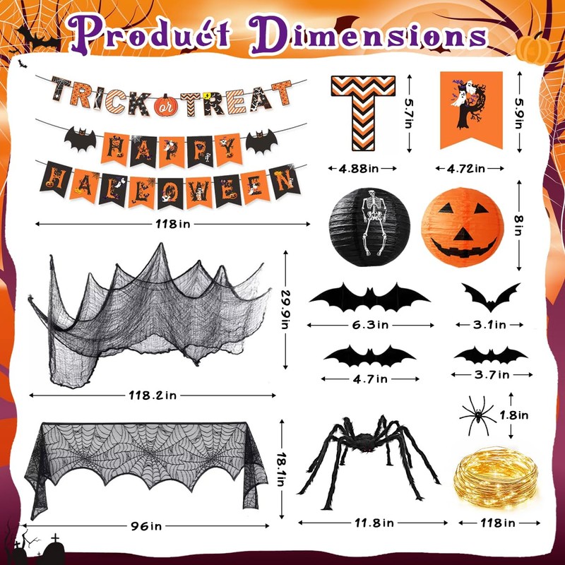 Halloween Decorations Indoor Party Bundle - Happy Halloween & Trick