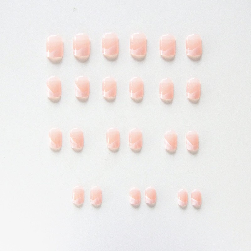 Clataly 24 Pieces Short Rose Gradient False Nails Square Shiny