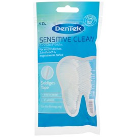 DenTek 40 St. DenTek Sensitive Clean Zahnseide-Sticks - für sensibles Zahnfleisch - engstehende Zähne - Zahnreinigung der Zahnzwischenräume - Minzgeschmack - Fluorid - Zahnstocher - Zungenreiniger