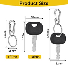 SUPAWAY 10-Piece 14603 Ignition Key Fendt Key Construction Machine Key Universal Engine Start Switch Replacement Ignition Key with 10 Key Ring for Tractors Small Excavator Forklift Wheel Loader