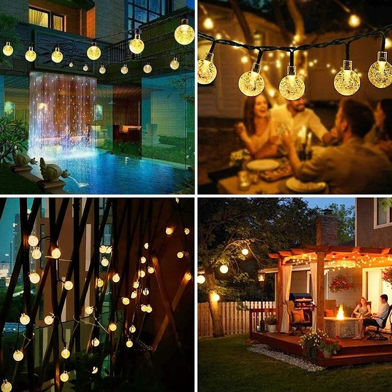 2 Pcs 50 LED 32FT Crystal Globe Solar String Lights