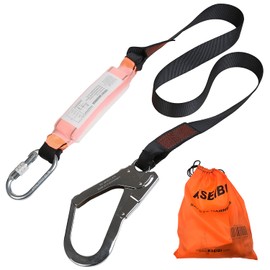 KSEIBI 422005 Single Leg Snap Hook and Scaffolding Hook w 6-Foot Internal Shock Lanyard Fall Protection Equipment for Safety Harness