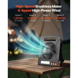 10000mAh Rechargeable Solar Fan with LED Lantern,7 inch Portable Fan Cordless with 4W Foldable Solar Panel,4-Speed& Timer& Quietcolor: Black