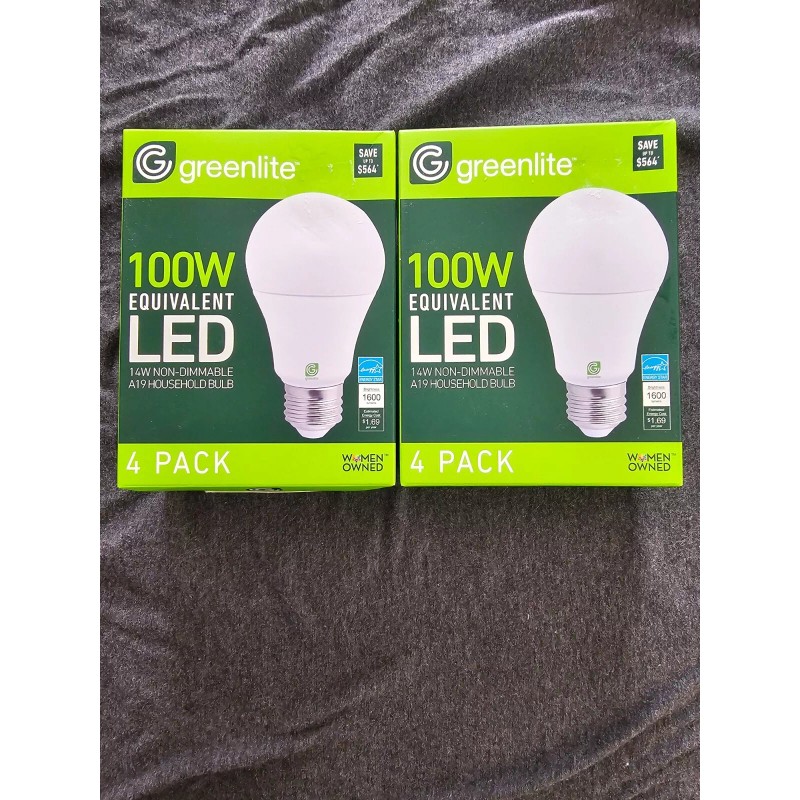 Greenlite 8 Pack 14W LED (100W Equivalent) 3000K Bright Lightbulbs