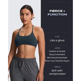 Aoxjox - brasier deportivo para mujer, sin espalda, acolchado para yoga, sin espalda, para yoga, 1 arándano, XXL