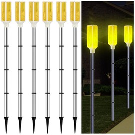 Macarrie 6 Pcs Solar Powered Driveway Markers Reflector Lights Landscape Driveway Reflectors on Poles for Snow Road Outdoor Yard(37 Inch,Yellow)