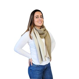 LATITUDE ZERO Alpaca Wool Blend Scarf - Unisex, Super Soft & Warm, Ideal gift for Men & Women (Beige Rev)