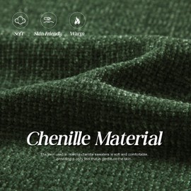 Simple&Opulence Women's Chenille Sweater Drawstring Hooded Long Sleeve Pullover Ribbed Cuff Hem Jumper Tops(Olive Green,XL)