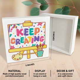 Artist Painter Gifts, Gifts for Artist Art Teacher Painter Women Men, Artist Painter Wooden Box Sign Decor, Artist Wood Box Sign Decorations for Home Office Art Studio Room, Keep Creating
