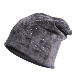 Chemo Headwear Beanie Hat for Women Supersoft Velour Sparkle Cap Turban Bandana (Grey)