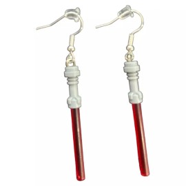 Ashlynns Boutique Red Lightsaber Earrings made with toy bricks