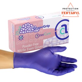 AmerCare Grape Grip Powder Free Exam Grade Nitrile Gloves for Medical Professionals, 4.2 mil, Small, Case of 1000