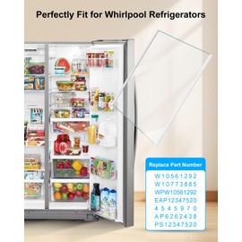 W11130200 Freezer Glass Shelf, Refrigerator Shelf 17.5 X 13 inch Fit for Whirlpool WRS571CIHW04 WRS571CIHZ00 WRS571CIHZ04, Refrigerator Glass Freezer Shelves Replace W10561292 W10773885 WPW1056129