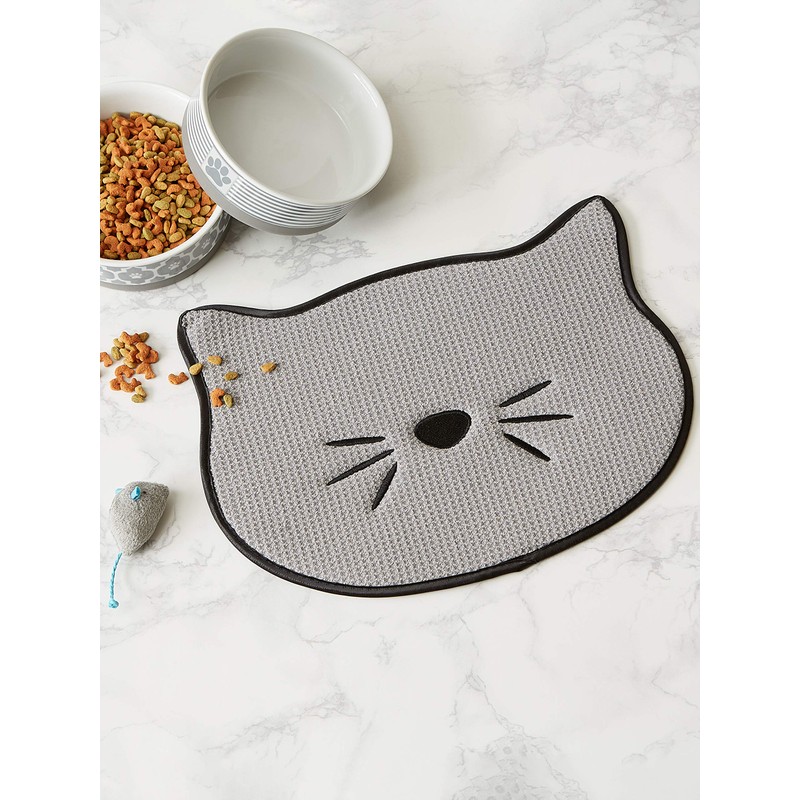 Bone Dry Embroidered Microfiber Cat Shape Pet Food