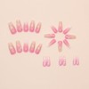 Flower Press on Nails Medium French Tip Fake Nails with