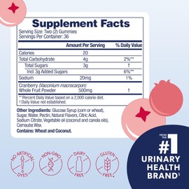 AZO Cranberry Urinary Tract Health Gummies Dietary Supplement, 2 Gummies = 1 Glass of Cranberry Juice, Helps Cleanse & Protect, Natural Berrylicious Flavor, Non-GMO, 72 Gummies