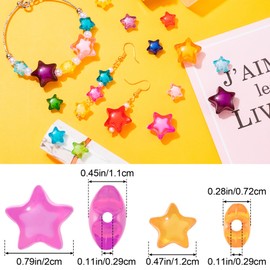 Alpinleux 60 Pcs Acrylic Star Beads, Colorful Star Loose Spacer Beads, Bulk Star Shaped Supplies Bead Kits, Charming Flat Beads for Jewelry Making, Crafts (2 Sizes)