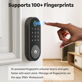 Fingerprint Smart Deadbolt with Keypad – Keyless Entry Lock for Home, Apartment, Office, Airbnb, Rental, Kids & Seniors, App & Code Access, Auto-Lock, Easy DIY Install, Compatible with Alexa & Google