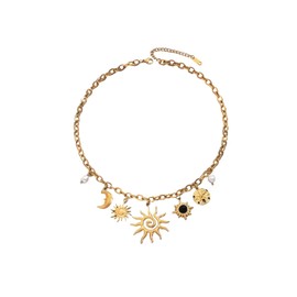 Verdusa Women's Vintage Pearls Gold Chain Necklace Old Money Pendant Necklace Elegant Jewelry Yellow Gold One-Size