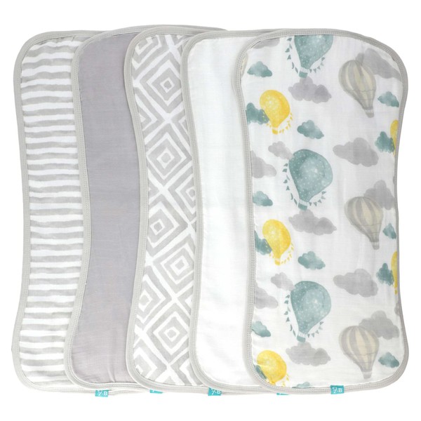 Featherhead™ 5-Pack Muslin Burp Cloths for Baby Boy & Girl