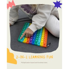 PopIt 2 in 1 Multiplication Board and Hundreds Chart - 1x1 Learning Game for Montessori - XXL Pop On It Fidget Toy